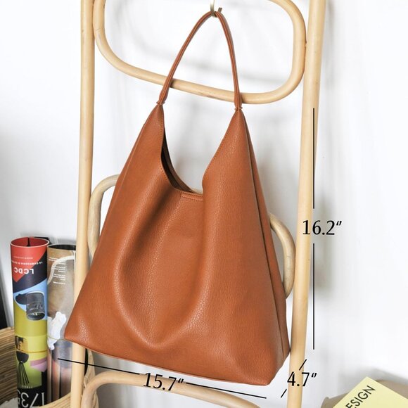 Hobo Bags for Women Soft Vegan Leather Shoulder Handbag Slouchy Tote Purses - Picture 4 of 7
